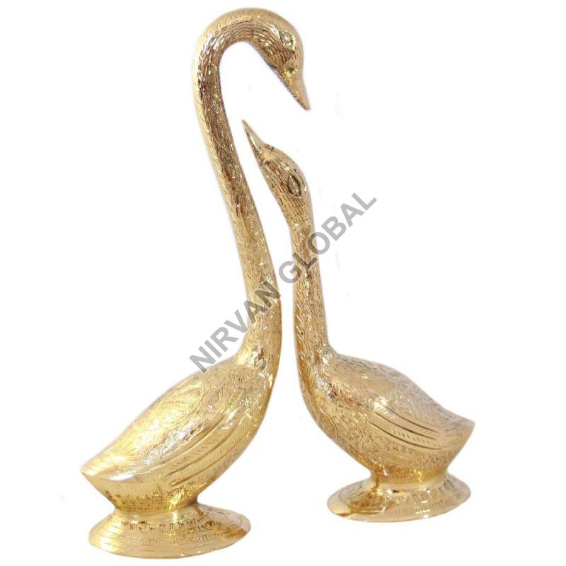 Brass Love Birds Swan Set