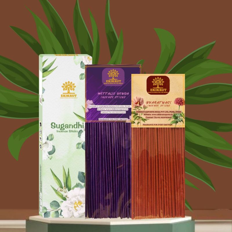 Sugandhi Mettalic Kewda and Bharatwasi Incense Sticks Combo Pack