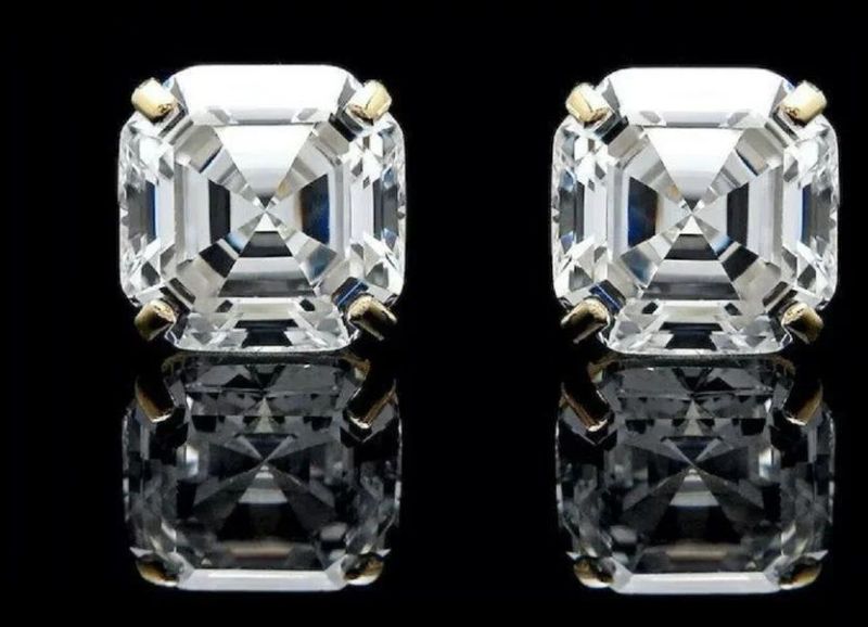 1.00 CT Asscher Cut Diamond Stud Earrings