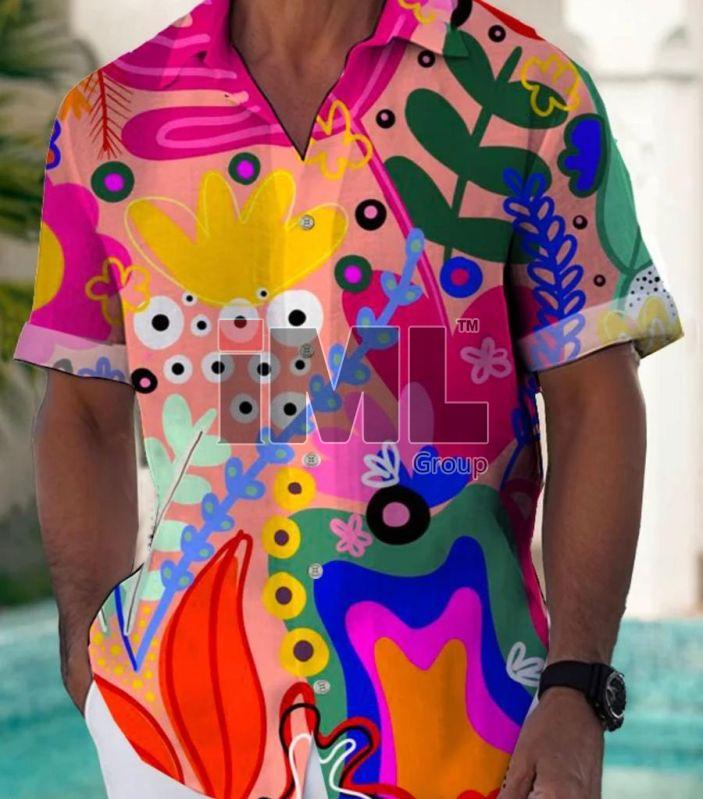 Mens Multicolor Half Sleeve Shirt