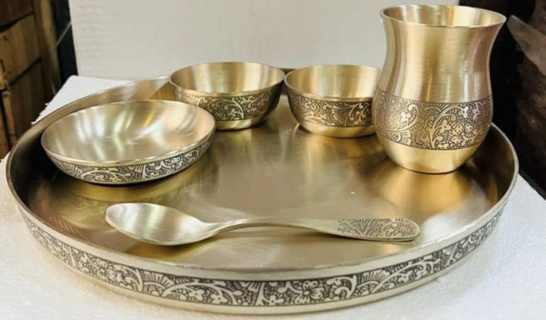 Carved Bronze Thali Set