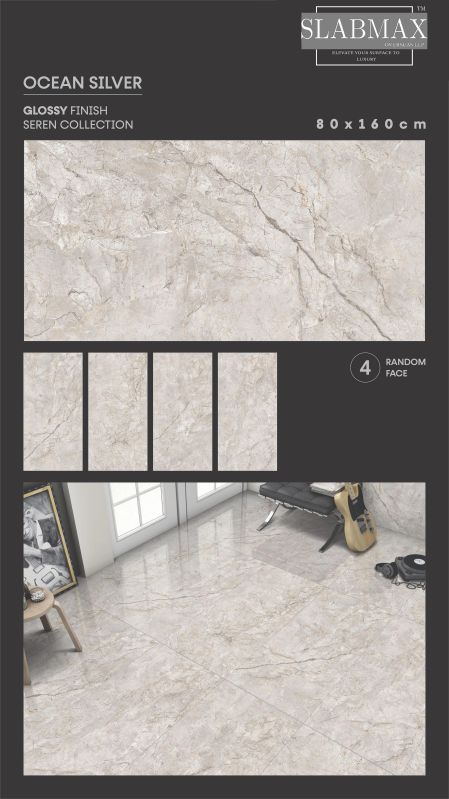 Ocean Silver Glossy Finish Seren Collection Vitrified Tiles