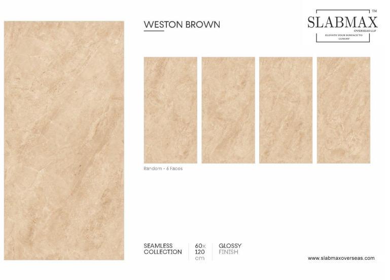 Weston Brown Seamless Collection Glossy Finish Vitrified Tile