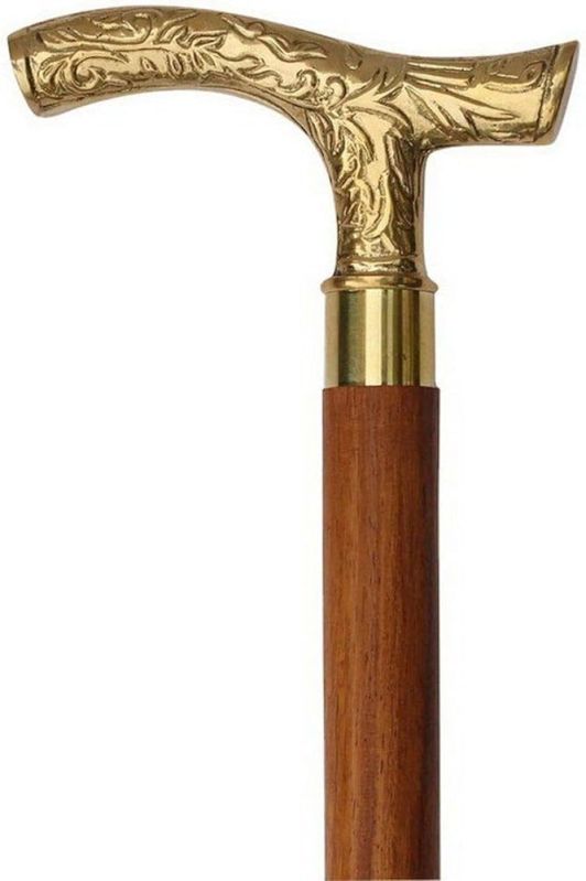 Brass Handle Wooden Walking Stick