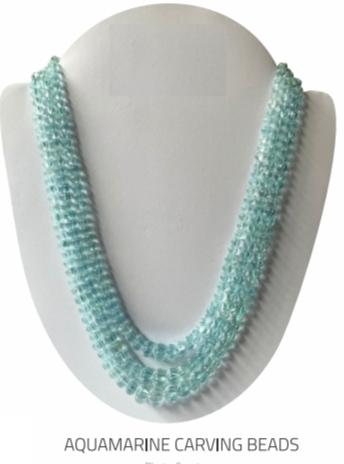 Aquamarine Carving Beads Necklace