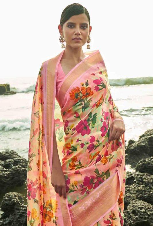 Printed Linen Saree