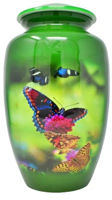 Adult Green Butterfly Design Cremation Urn