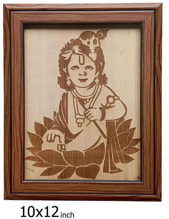 Wooden Laddu Gopal Photo Frame