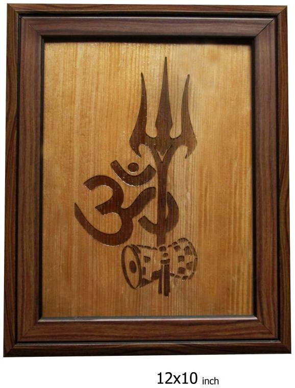 Wooden Lord Shiva Trishul Wall Frame