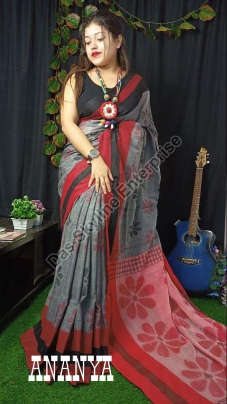 Ladies Casual Wear Printed Handloom Saree