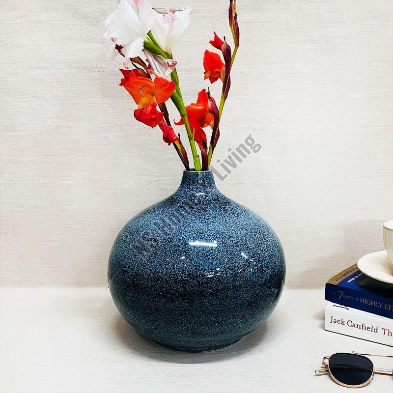 Frosty Blue Round Bud Large Flower Vase