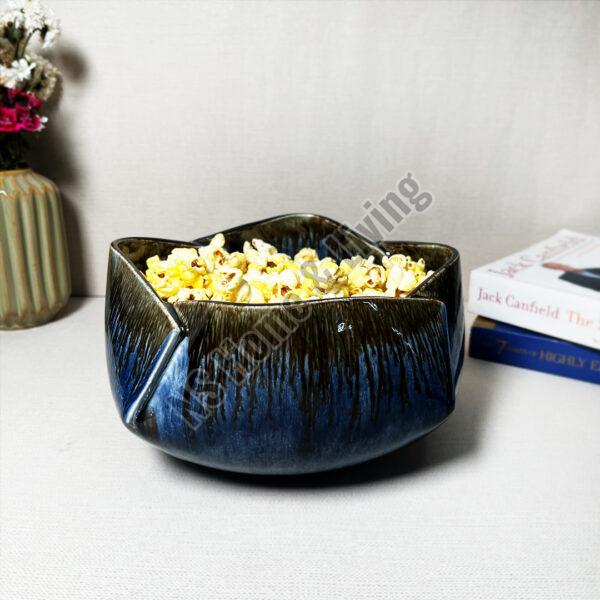 Mud & Moss Blue Flower Bud Serving Bowl