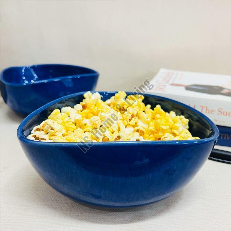 Sapphire Blue Triangle Ceramic Snack Bowl