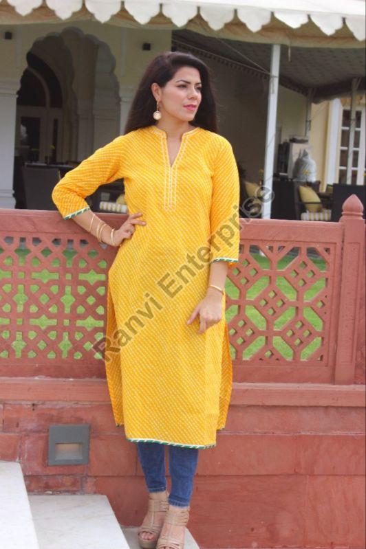 Ladies Cotton Leheriya Kurti