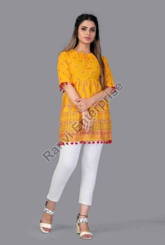 Ladies Pompom Short Kurti