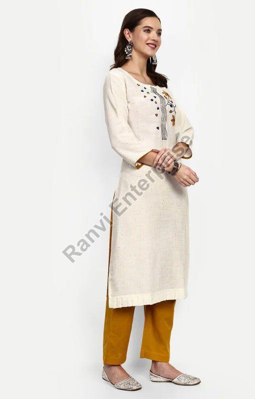 Ladies Straight Rayon Slub Kurti