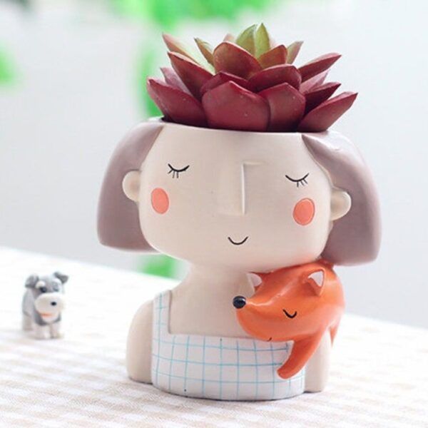 Multicolor Resin Flower Girl Planter