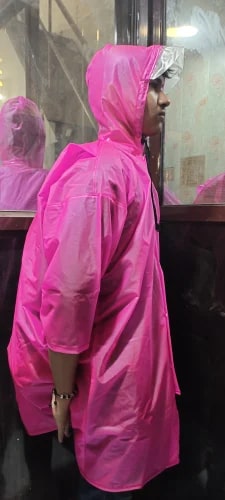 PVC Pink Rain Poncho