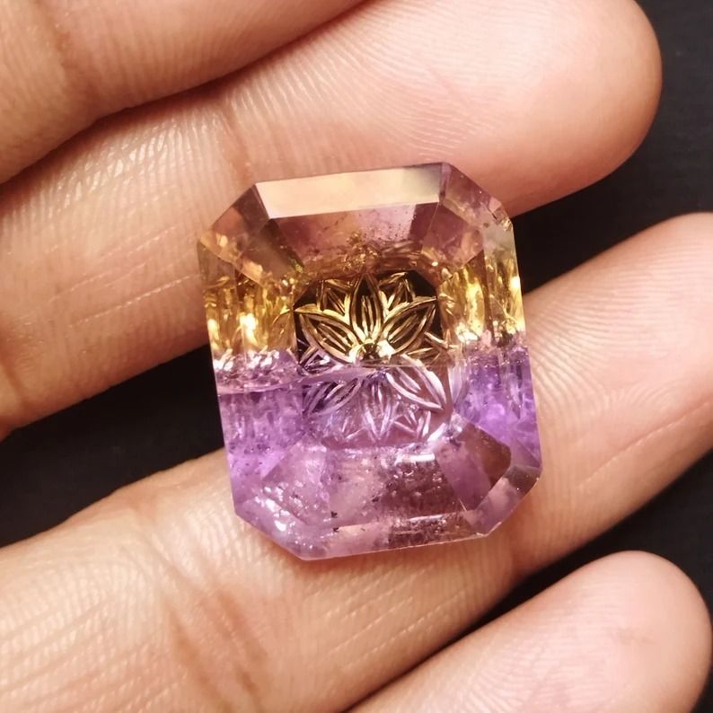 Ametrine Carving Octagon Gemstone