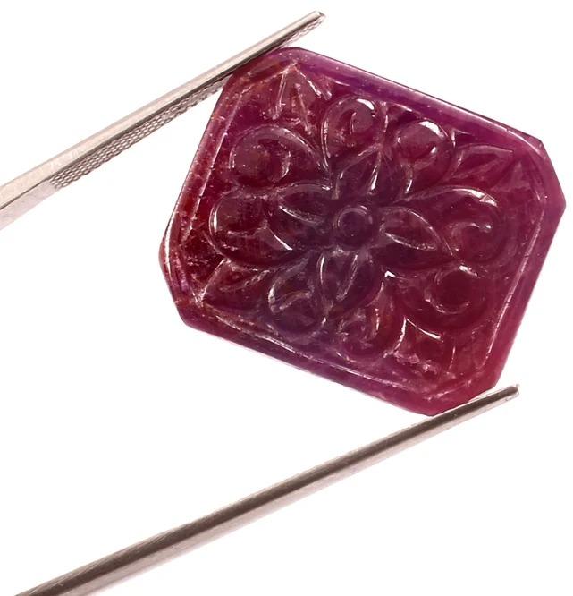 Natural Carving Rectangular Ruby Gemstone