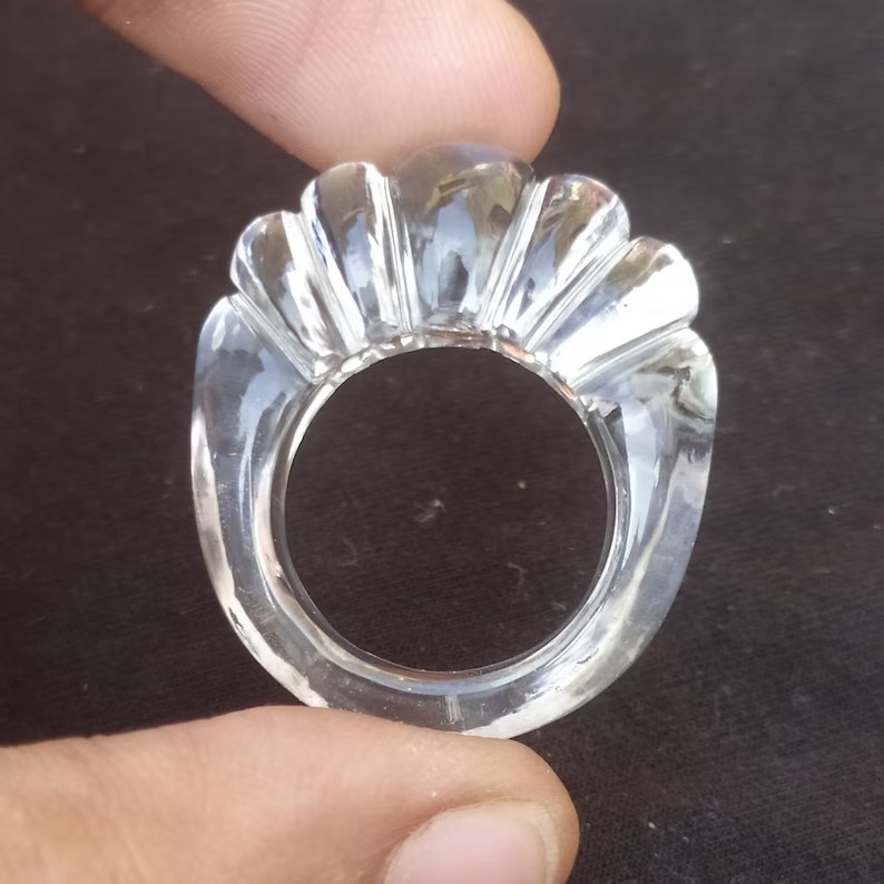 Natural Crystal Quartz Carving Ring