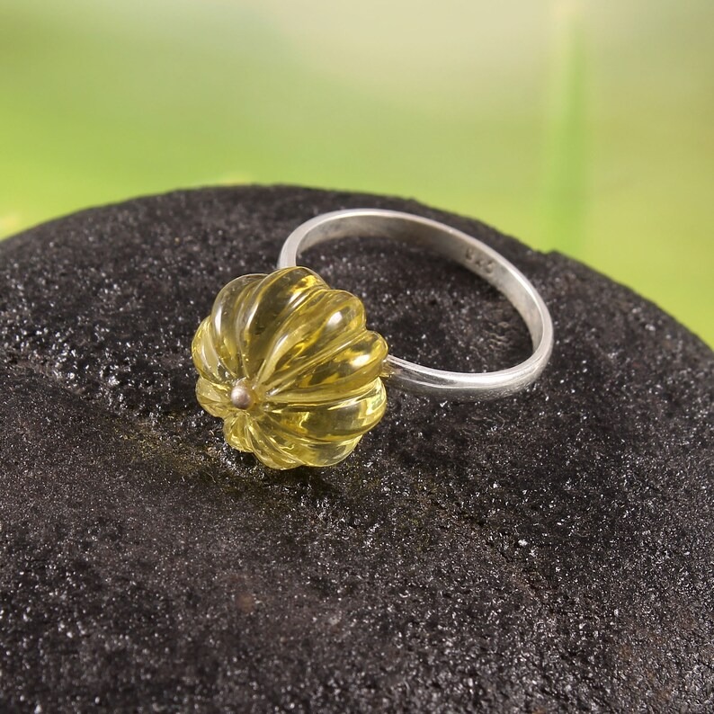 Natural Lemon Quartz Sterling Silver Ring