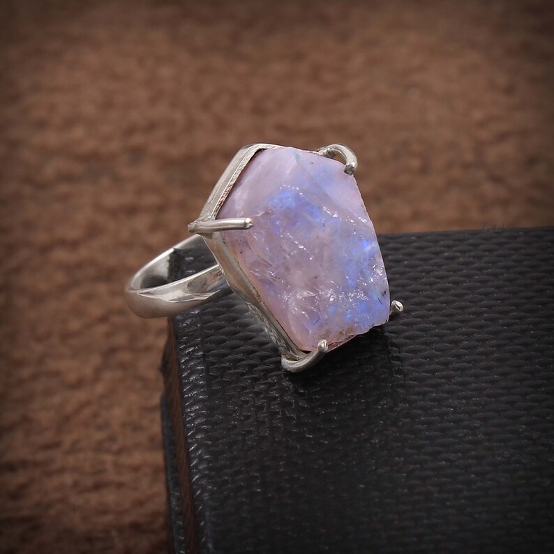 Raw Rainbow Moonstone Ring