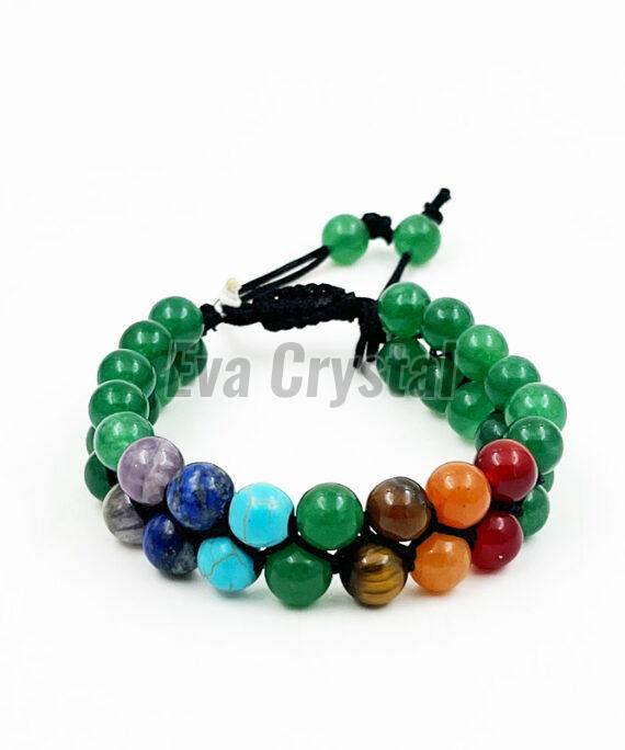 8mm Green Aventurine Chakra Double Layer Bracelet