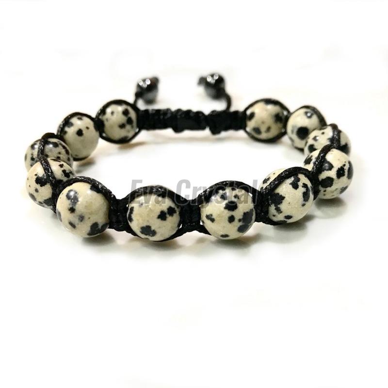 Dalmatian Jasper Adjustable Macrame Bracelets