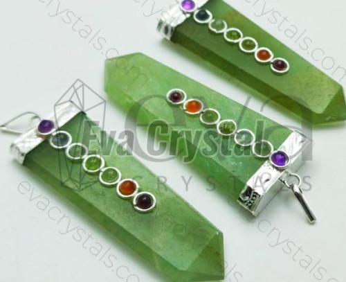 Green Aventurine Chakra Flat Pendant