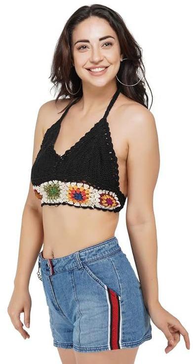 Ladies Flowered Black Bra Top