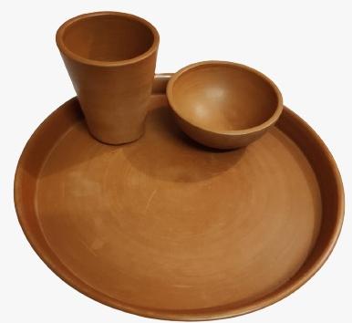 Brown Natural Clay Dinner Set