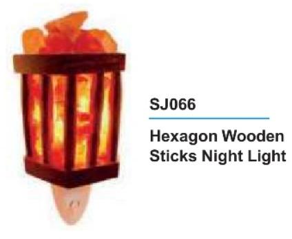 Hexagon Wooden Sticks Rock Salt Night Light