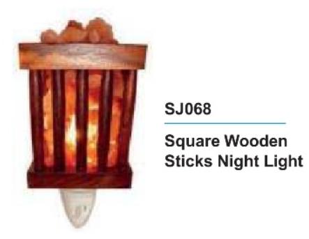 Square Wooden Sticks Rock Salt Night Light
