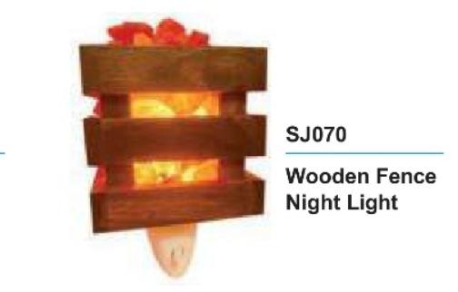 Wooden Fence Rock Salt Night Light