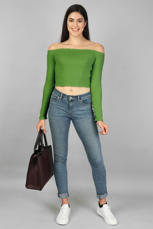 Ladies Off Shoulder Olive Top