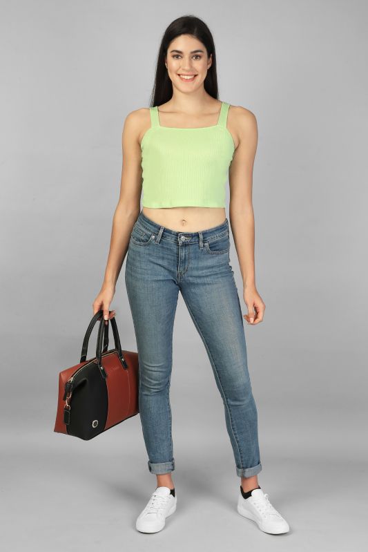 Ladies Neon Color Strappy Crop Top