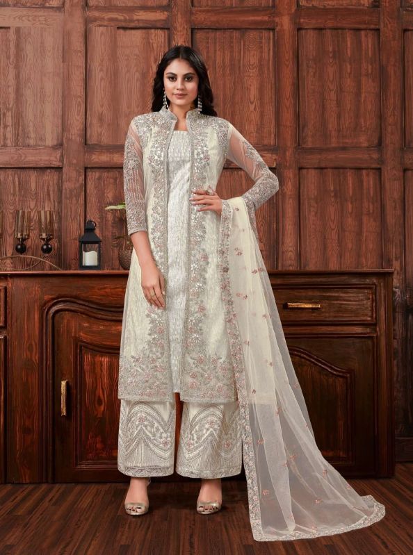 Ladies Embroidery Net Kurti Palazzo Set