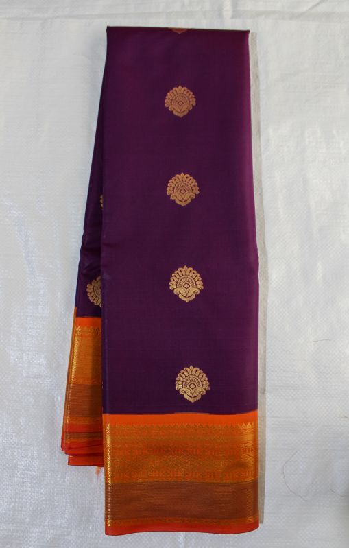 Brown Silk Korvai Butta Saree