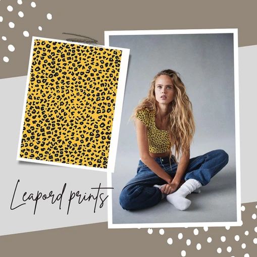 Yellow Leopard Viscose Cotton Fabric