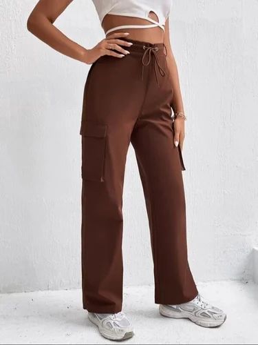 Ladies Brown Cargo Pant