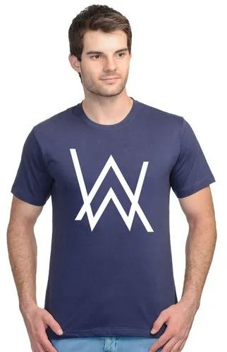 Mens Navy Blue Printed T-Shirt