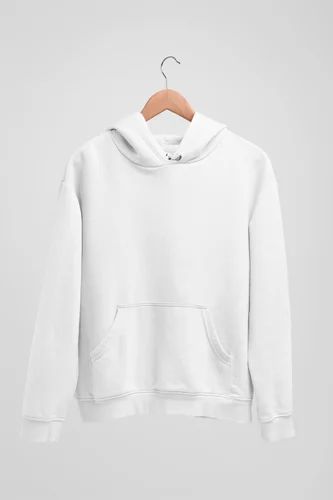 Mens White Plain Hoodie