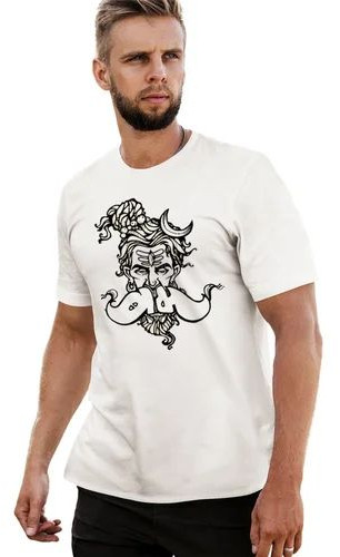 Mens White Printed T-Shirt