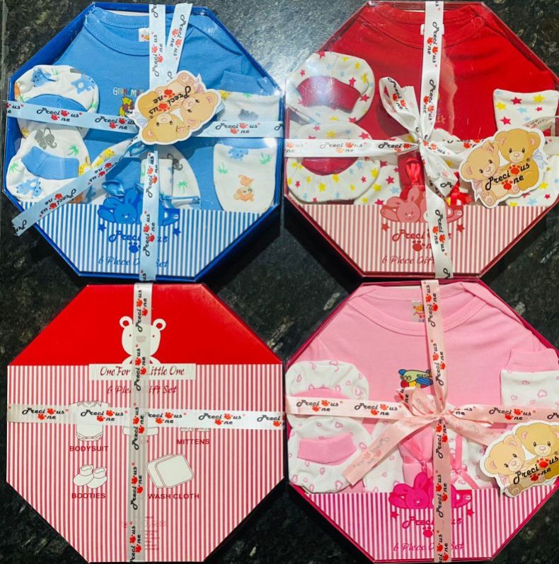 6 Piece Round New Born Baby Gift Set