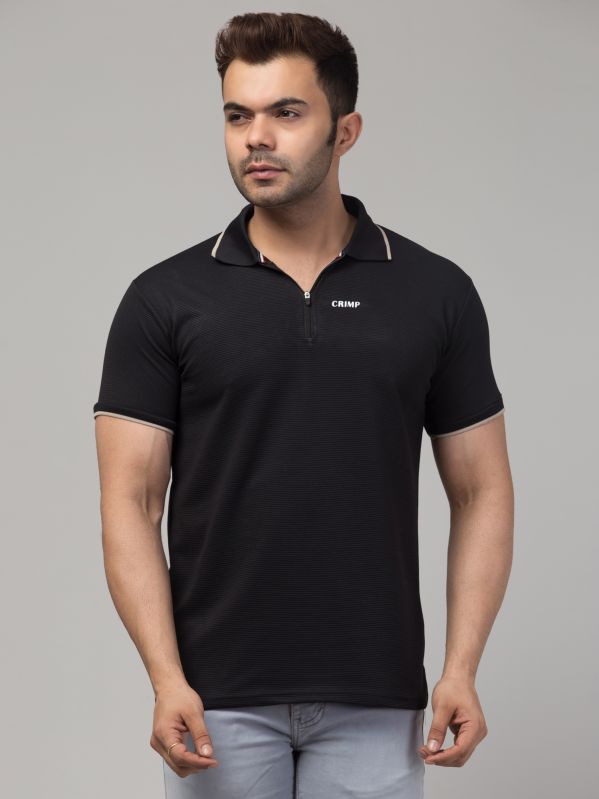 Polyster Black Mens Polo T-Shirt