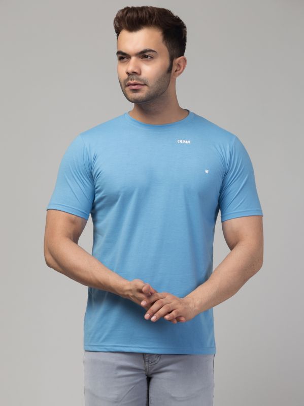 Sky Blue Men Round Neck T-Shirt