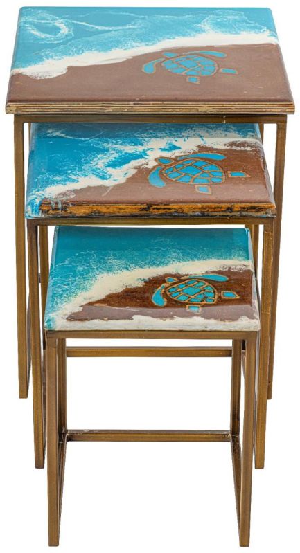 Blue Epoxy Nesting Table Set