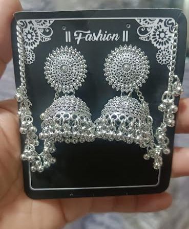 Silver Oxidized Jhumka Earrings