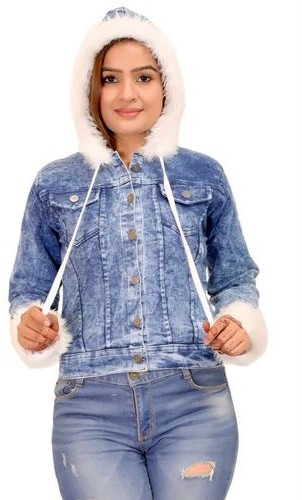 Ladies Denim Hooded Jacket